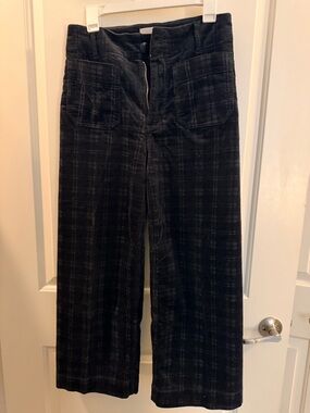 Mauve Black Plaid Cropped Wide-Leg Pants